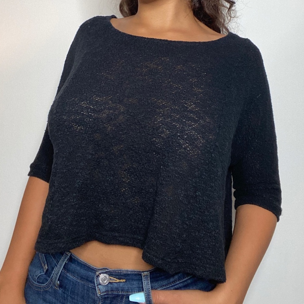 Black flowy crop top